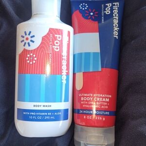 Bath & Body Works Firecracker Pop Body Wash and Cream - Red, Blue, White